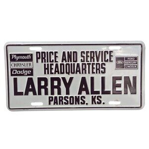 Parsons Kansas Dealership Car License Plate Larry Allen Plymouth Chrysler Dodge